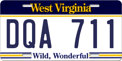 WV license plate DQA711