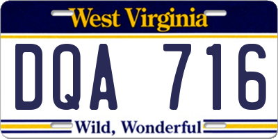 WV license plate DQA716