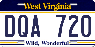 WV license plate DQA720