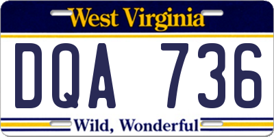 WV license plate DQA736