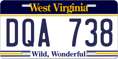 WV license plate DQA738