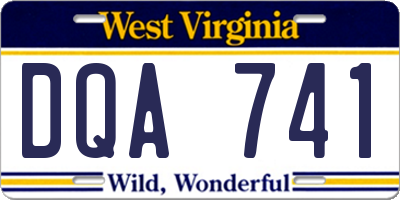 WV license plate DQA741