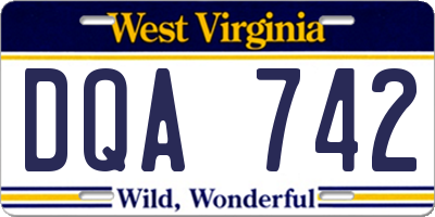 WV license plate DQA742