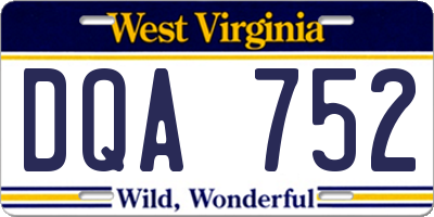 WV license plate DQA752