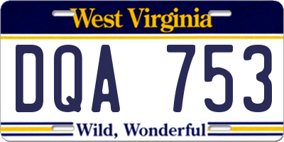 WV license plate DQA753