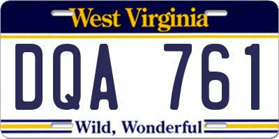WV license plate DQA761