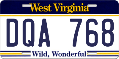 WV license plate DQA768