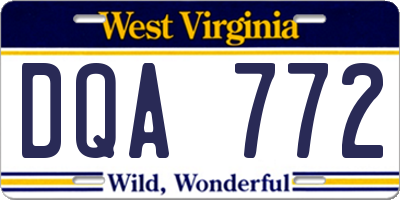WV license plate DQA772