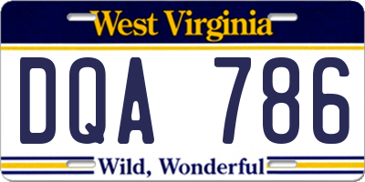 WV license plate DQA786