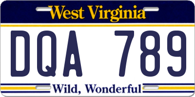WV license plate DQA789
