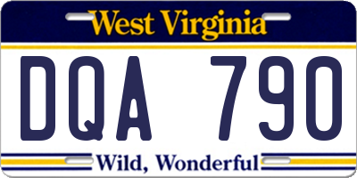 WV license plate DQA790