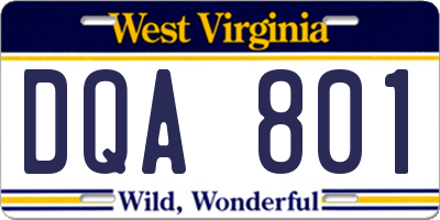 WV license plate DQA801