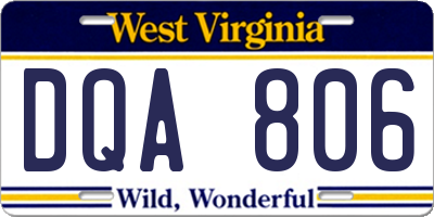 WV license plate DQA806