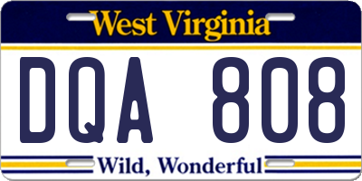 WV license plate DQA808