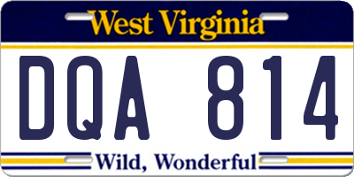 WV license plate DQA814