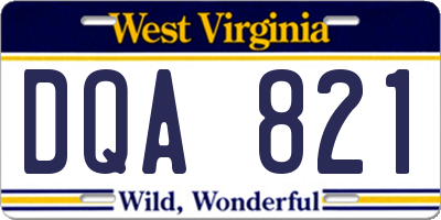 WV license plate DQA821