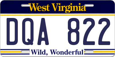 WV license plate DQA822