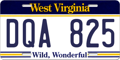 WV license plate DQA825