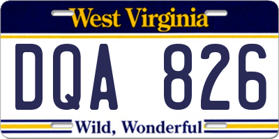 WV license plate DQA826