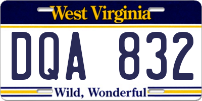 WV license plate DQA832