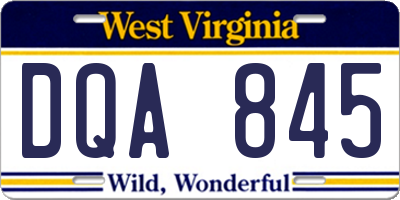 WV license plate DQA845