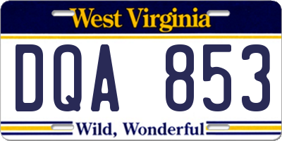 WV license plate DQA853