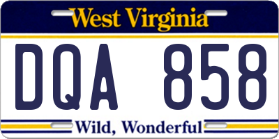 WV license plate DQA858