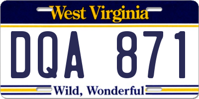 WV license plate DQA871