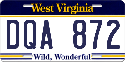 WV license plate DQA872