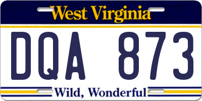 WV license plate DQA873