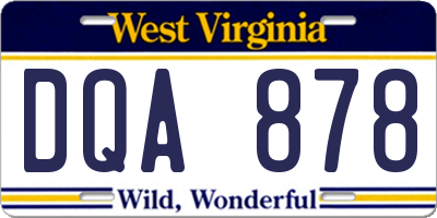 WV license plate DQA878