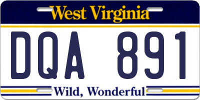 WV license plate DQA891