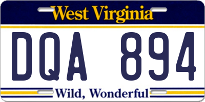 WV license plate DQA894