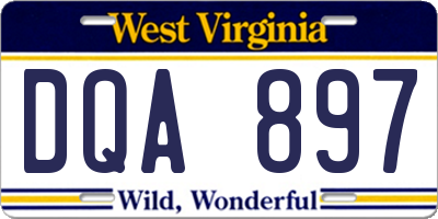 WV license plate DQA897
