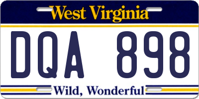 WV license plate DQA898
