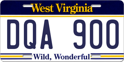 WV license plate DQA900