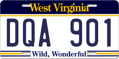 WV license plate DQA901