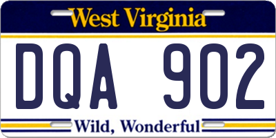 WV license plate DQA902