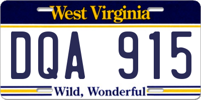 WV license plate DQA915