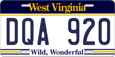 WV license plate DQA920