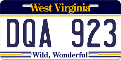 WV license plate DQA923
