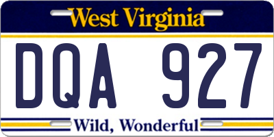 WV license plate DQA927