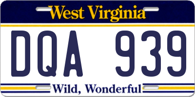 WV license plate DQA939