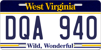 WV license plate DQA940