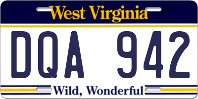 WV license plate DQA942