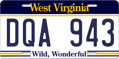 WV license plate DQA943