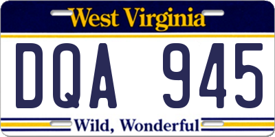 WV license plate DQA945
