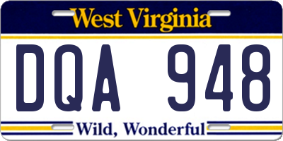 WV license plate DQA948