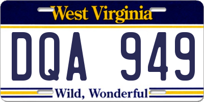 WV license plate DQA949
