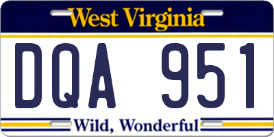 WV license plate DQA951